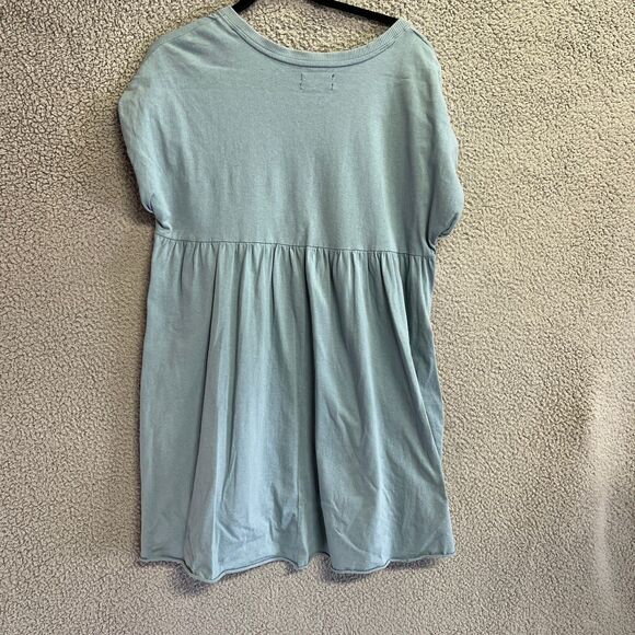 Urban Outfitters Babydoll Tunic Womens M Light Blue V-Neck Button Front Pockets - Picture 6 of 12
